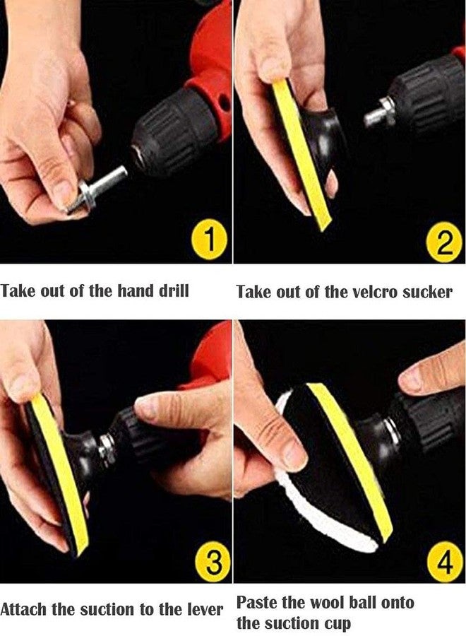 دي آي واي كرافتس مجموعة وسادات إسفنجية لتلميع المثقاب المركب من دي آي واي كرافتس 12885 الهند 302707173743، وسادة لاصقة خلفية لتلميع السيارات، 180 مم، متعددة الألوان - Image 4